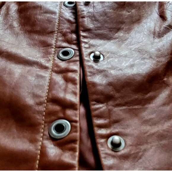 Bernardo Genuine Leather Button-Up Jacket PS Brown - Picture 3 of 6